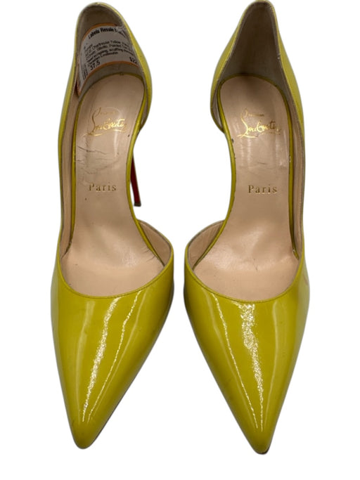 Christian Louboutin Shoe Size 37.5 Chartreuse Yellow Patent Leather Pumps Chartreuse Yellow / 37.5
