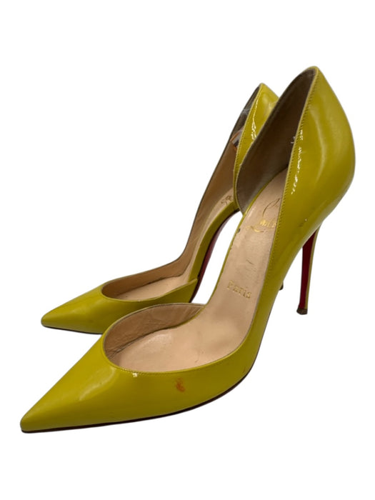 Christian Louboutin Shoe Size 37.5 Chartreuse Yellow Patent Leather Pumps Chartreuse Yellow / 37.5