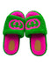 Gucci Shoe Size 38 Pink & Green shearling Leather Logo Platform Slide Sandals Pink & Green / 38