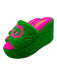Gucci Shoe Size 38 Pink & Green shearling Leather Logo Platform Slide Sandals Pink & Green / 38