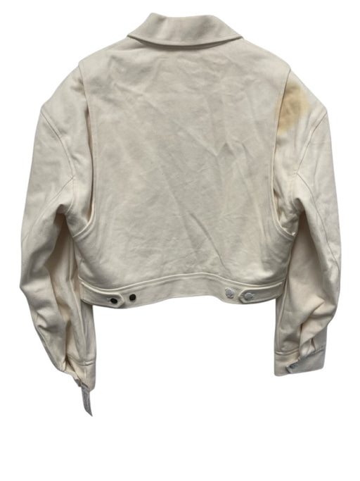 Alexander Wang Size L Cream & Red Cotton Twill Logo Patch Zip Bomber Jacket Cream & Red / L