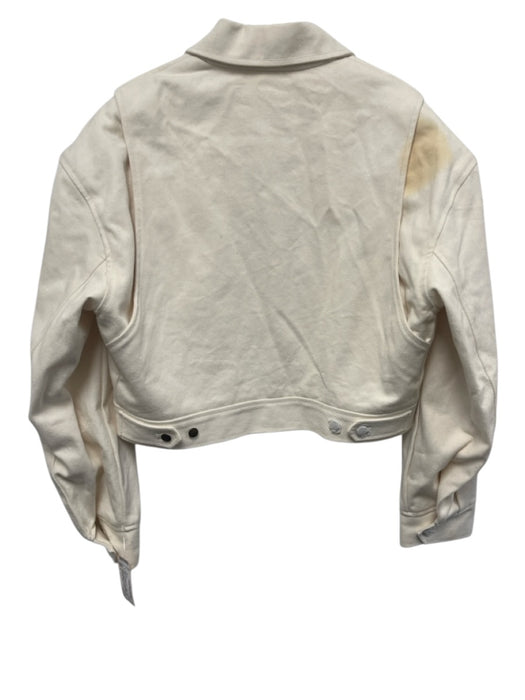 Alexander Wang Size L Cream & Red Cotton Twill Logo Patch Zip Bomber Jacket Cream & Red / L