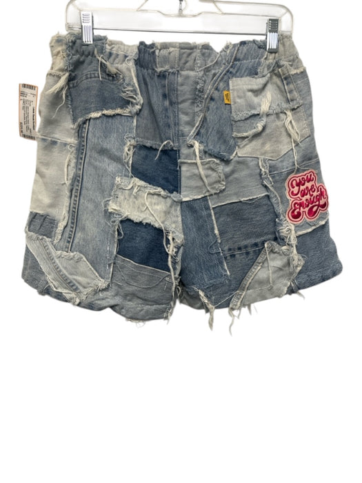 Gallery Dept. Size L Light & Medium Wash Cotton Blend Distressed Patches Shorts Light & Medium Wash / L