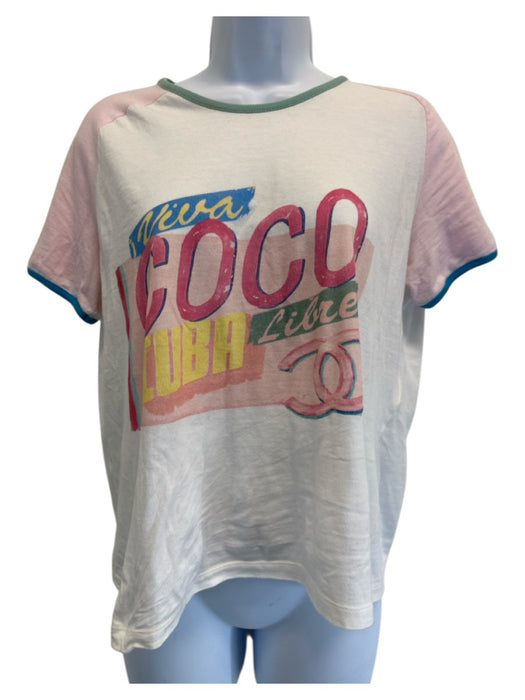 Chanel Size S White, Pink, Blue Cotton Graphic ringer tee Top White, Pink, Blue / S