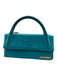 Jacquemus Turquoise Blue Leather Upper Magnetic Close Logo Rolled Handles Bag Turquoise Blue / XS