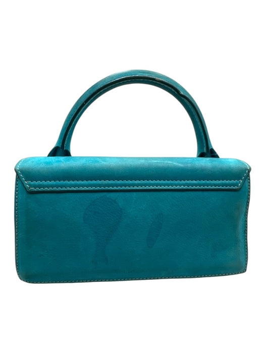 Jacquemus Turquoise Blue Leather Upper Magnetic Close Logo Rolled Handles Bag Turquoise Blue / XS