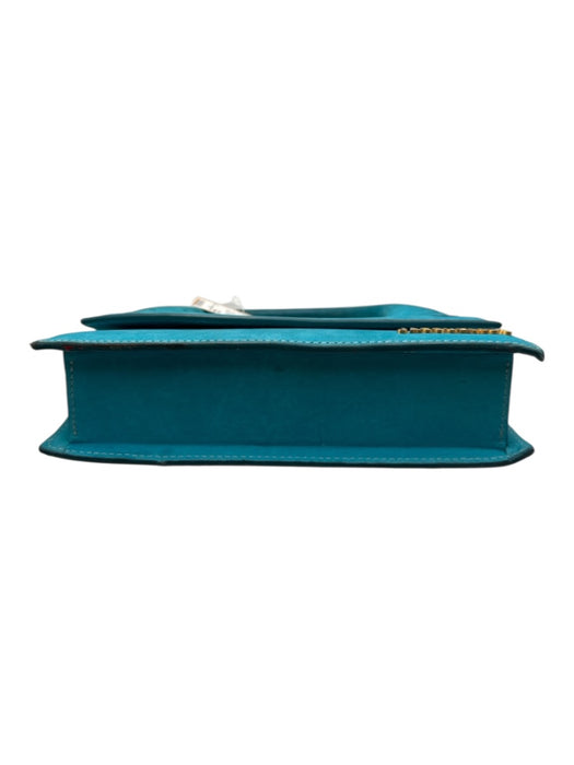 Jacquemus Turquoise Blue Leather Upper Magnetic Close Logo Rolled Handles Bag Turquoise Blue / XS