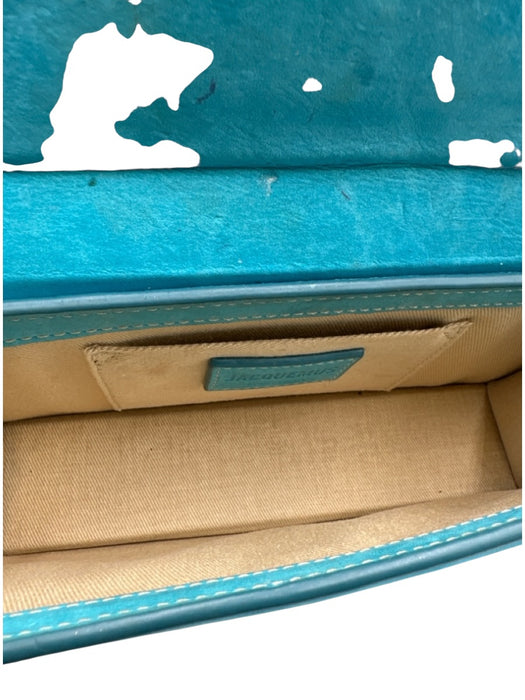 Jacquemus Turquoise Blue Leather Upper Magnetic Close Logo Rolled Handles Bag Turquoise Blue / XS