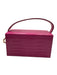 L' Afshar Fuchsia Pink Leather Croc Embossed Chain Link Minaudiere Bag Fuchsia Pink / XS