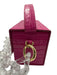 L' Afshar Fuchsia Pink Leather Croc Embossed Chain Link Minaudiere Bag Fuchsia Pink / XS