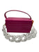 L' Afshar Fuchsia Pink Leather Croc Embossed Chain Link Minaudiere Bag Fuchsia Pink / XS