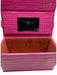 L' Afshar Fuchsia Pink Leather Croc Embossed Chain Link Minaudiere Bag Fuchsia Pink / XS