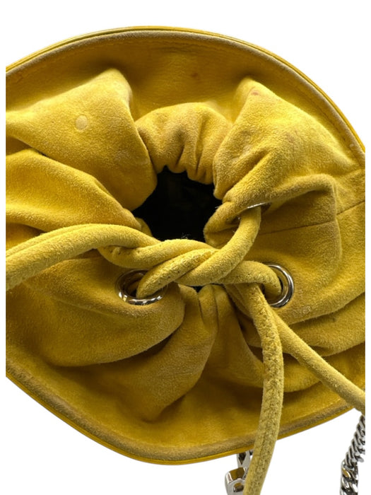 Dsquared Yellow Patent Leather Embossed Logo Chain Bucket Bag Yellow / S