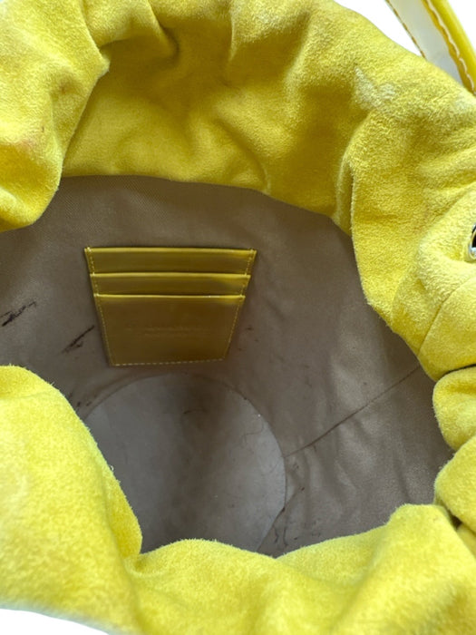 Dsquared Yellow Patent Leather Embossed Logo Chain Bucket Bag Yellow / S