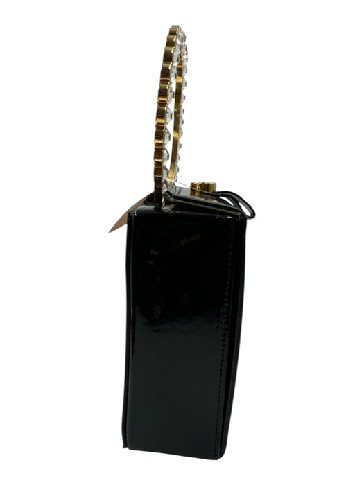 Chiara Boni Black Leather Glossy Rhinestone Magnetic Close Bag Black / S