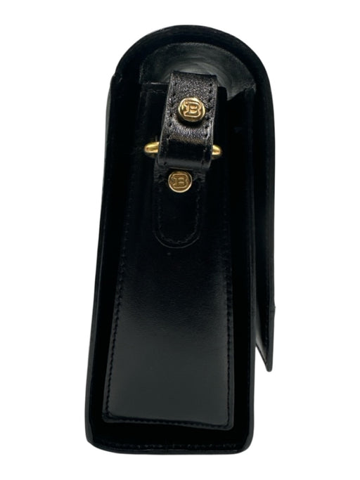 Bally Black Leather Flap Logo Crossbody Strap Gold Hardware Bag Black / Small