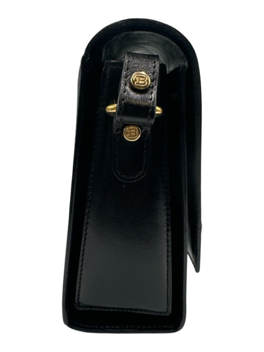 Bally Black Leather Flap Logo Crossbody Strap Gold Hardware Bag Black / Small