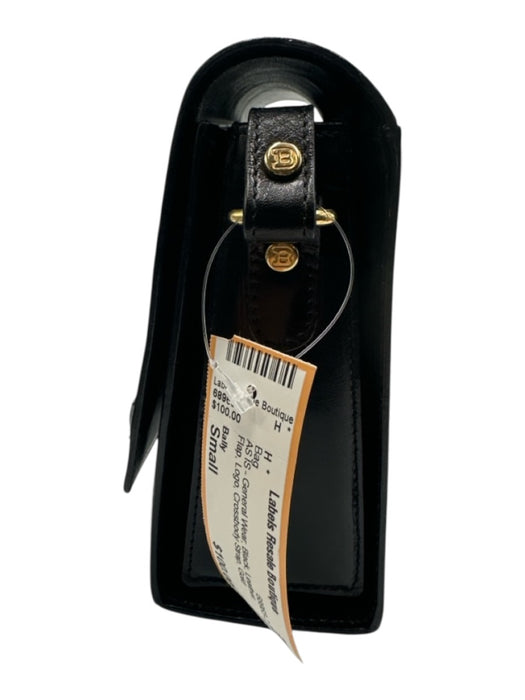 Bally Black Leather Flap Logo Crossbody Strap Gold Hardware Bag Black / Small