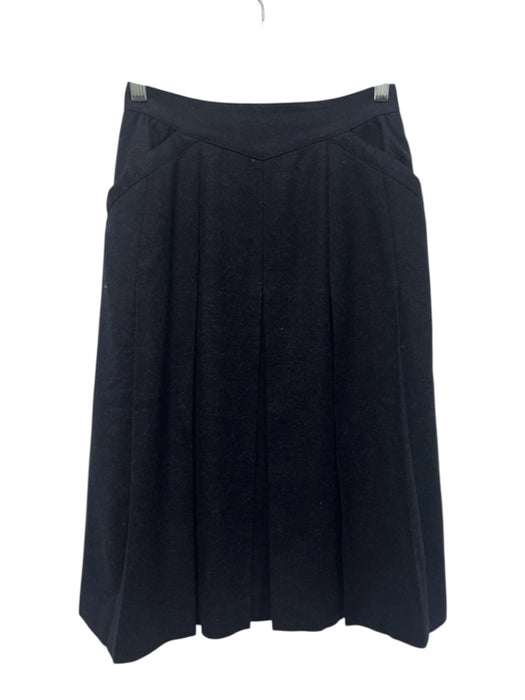 Christian Dior Size Medium Navy Blue Wool Blend Front Zip Pleated Midi Skirt Navy Blue / Medium