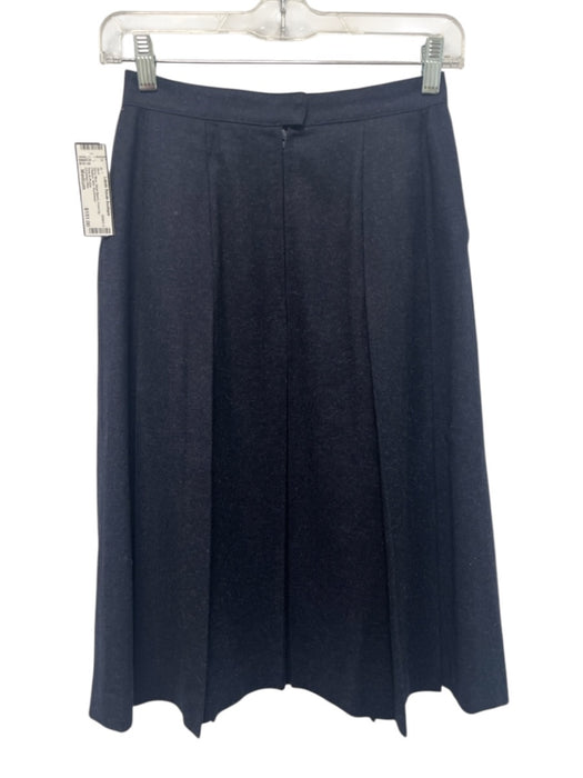 Christian Dior Size Medium Navy Blue Wool Blend Front Zip Pleated Midi Skirt Navy Blue / Medium
