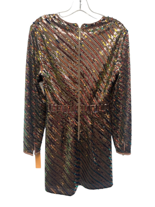 Ted Baker Size 1 Copper & Multi Polyester Sequined Long Sheer Sleeve Dress Copper & Multi / 1