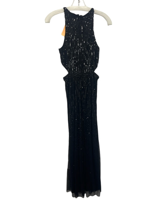 Adrianna Papell Size 4 Black Polyester Beaded & Sequined Cutout Sleeveless Gown Black / 4