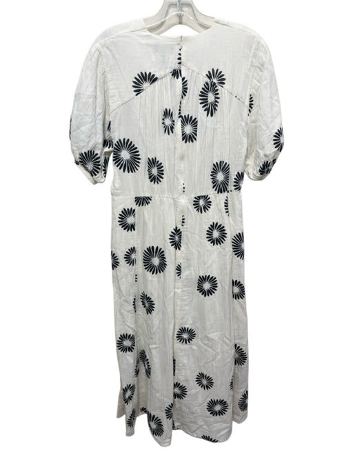 ME + EM Size 8 Off White & Black Cotton Abstract Floral Short Sleeve Dress Off White & Black / 8
