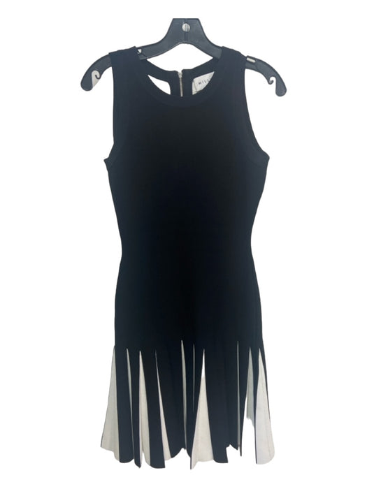 Milly Size S Black & White Viscose Blend Round Neck Sleeveless Back Zip Dress Black & White / S