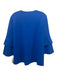 Tibi Size 6 Blue Polyester Round Neck Tiered Long Sleeve Zip Back Top Blue / 6