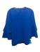 Tibi Size 6 Blue Polyester Round Neck Tiered Long Sleeve Zip Back Top Blue / 6