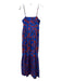 Playa Lucila Size M Blue & Pink Cotton Floral Spaghetti Strap Midi Dress Blue & Pink / M