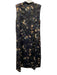 Vince Size M Black, Green, Multi Polyester Satin Sleeveless Floral Print Dress Black, Green, Multi / M