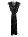 Vince Size M Black, Green, Multi Polyester Satin Sleeveless Floral Print Dress Black, Green, Multi / M
