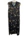 Vince Size M Black, Green, Multi Polyester Satin Sleeveless Floral Print Dress Black, Green, Multi / M