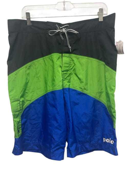 Polo Sport Size 36 Blue & Green Synthetic Color Block Athleisure Men's Shorts Blue & Green / 36