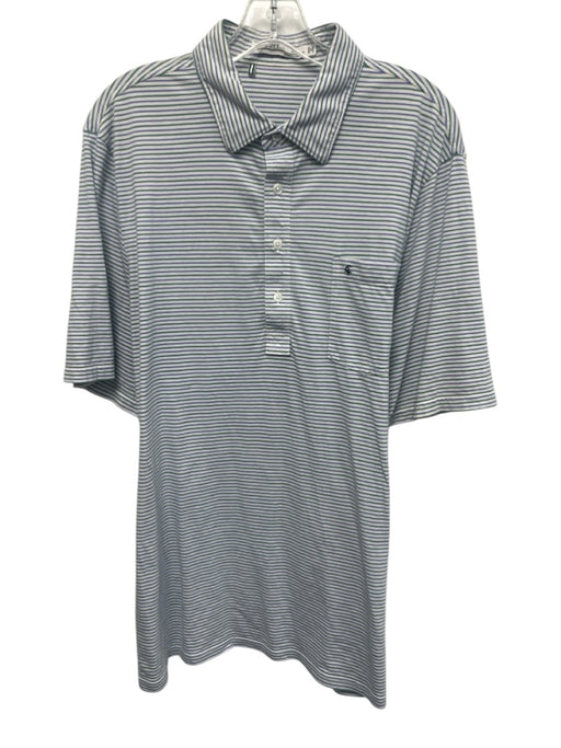 Criquet Size L White & Purple Cotton Striped Polo front pocket Short Sleeve White & Purple / L
