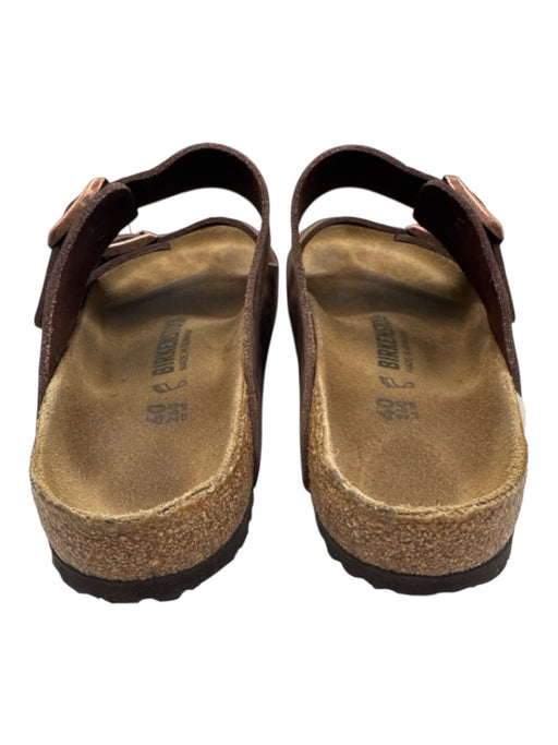 Birkenstock Shoe Size 40 Dark Brown Leather Upper Buckle Detail Slide Sandals Dark Brown / 40