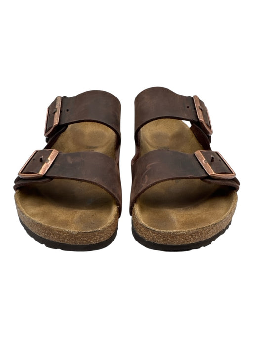 Birkenstock Shoe Size 40 Dark Brown Leather Upper Buckle Detail Slide Sandals Dark Brown / 40