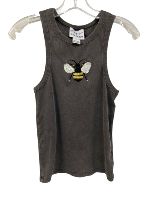 Free People x Denim and Bone Size M Gray Cotton Blend Ribbed Embroidered Top Gray / M