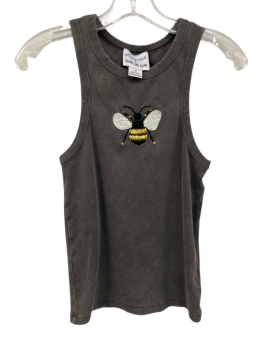 Free People x Denim and Bone Size M Gray Cotton Blend Ribbed Embroidered Top Gray / M