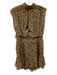 Shona Joy Size 8 Black, Beige & Orange Print Viscose Abstract Floral Dress Black, Beige & Orange Print / 8