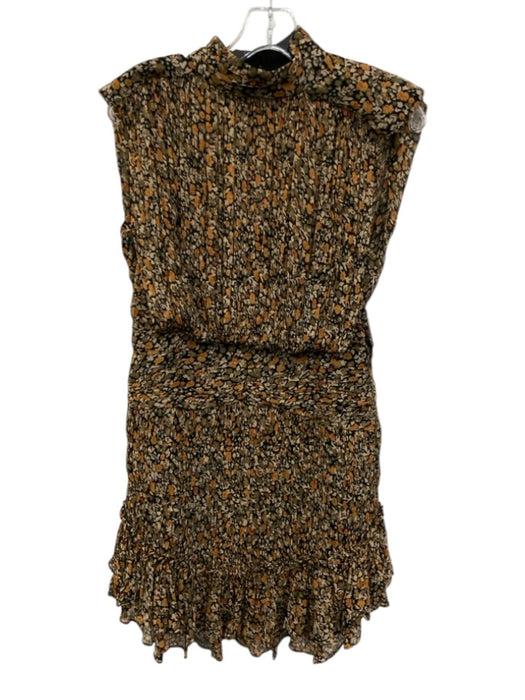 Shona Joy Size 8 Black, Beige & Orange Print Viscose Abstract Floral Dress Black, Beige & Orange Print / 8