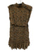Shona Joy Size 8 Black, Beige & Orange Print Viscose Abstract Floral Dress Black, Beige & Orange Print / 8
