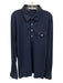 Criquet Size XL Navy Blue Cotton Solid Polo Men's Long Sleeve Shirt Navy Blue / XL