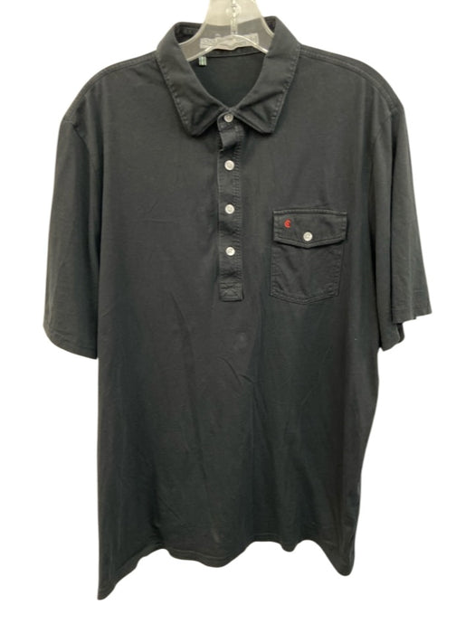 Criquet Size XL Black Cotton Solid Polo Men's Short Sleeve Black / XL