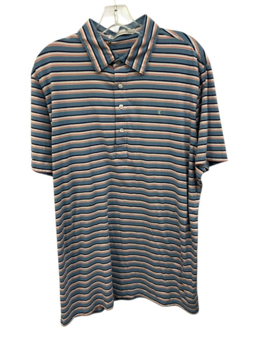 Criquet Size XXL Blue, Pink & White Cotton Striped Polo Men's Short Sleeve Blue, Pink & White / XXL