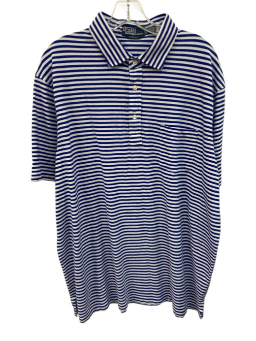 Polo Size XL Blue & White Cotton Striped Polo Men's Short Sleeve Blue & White / XL