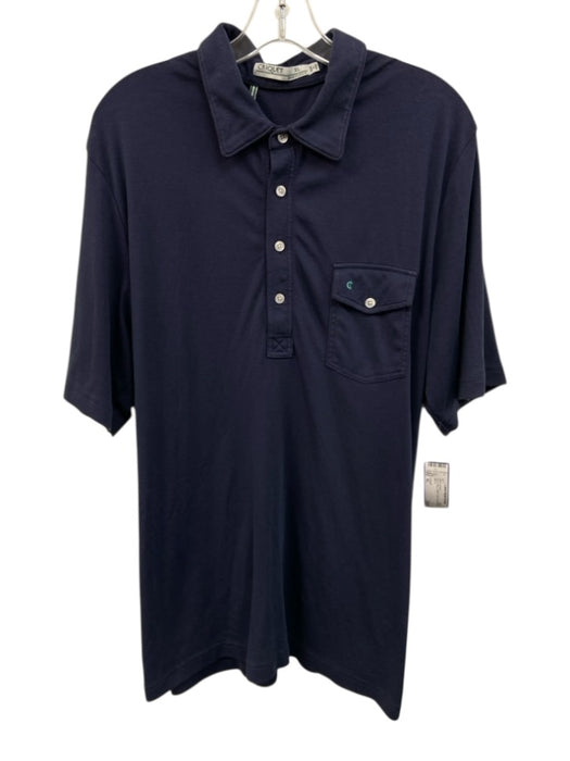 Criquet Size XL Navy Blue Cotton Solid Polo Men's Short Sleeve Navy Blue / XL