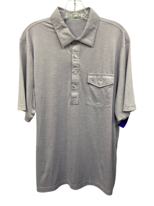 Criquet Size XL Purple & White Polyester Striped Polo Men's Short Sleeve Purple & White / XL