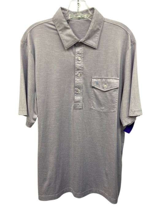 Criquet Size XL Purple & White Polyester Striped Polo Men's Short Sleeve Purple & White / XL